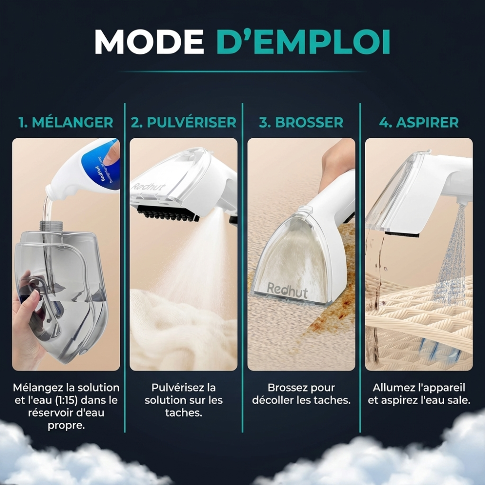 Shampouineuse avec double réservoir 2300 ml + Détergents Offerts