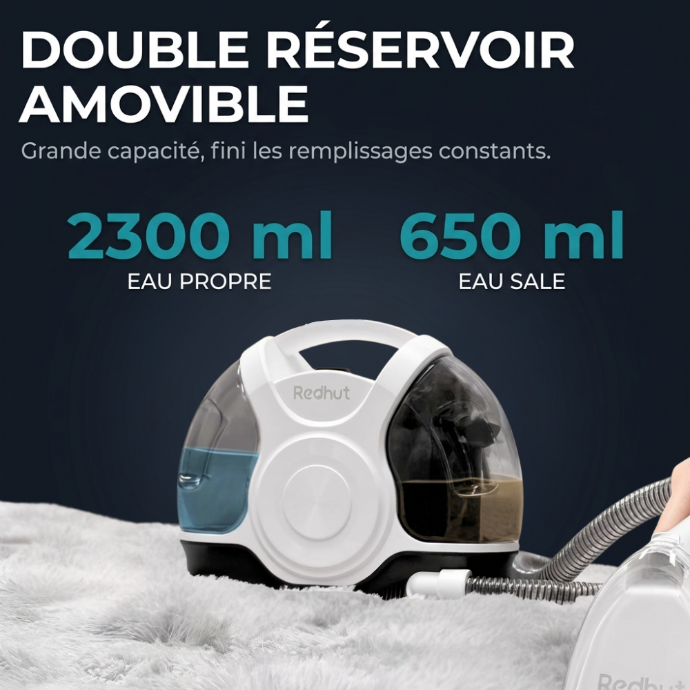 Shampouineuse avec double réservoir 2300 ml + Détergents Offerts