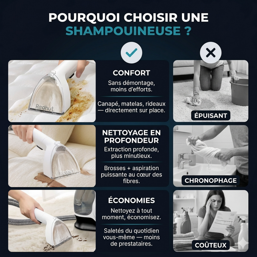Shampouineuse avec double réservoir 2300 ml + Détergents Offerts